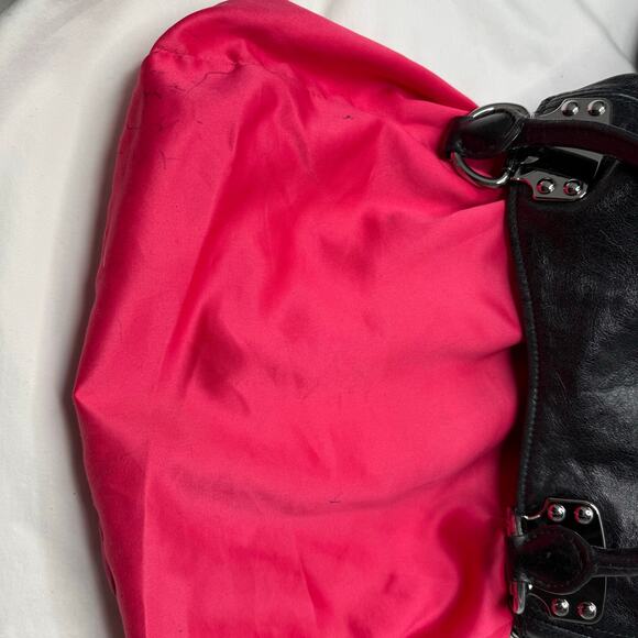 Miu Miu Designer Black Glaze Nappa Leather Silver Tone Satin Hobo Shopper Tote - Picture 13 of 13